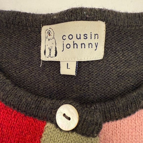 Cousin Johnny Wool/Angora Blend Colorful Cardigan Sweater Women's Large - Picture 5 of 15